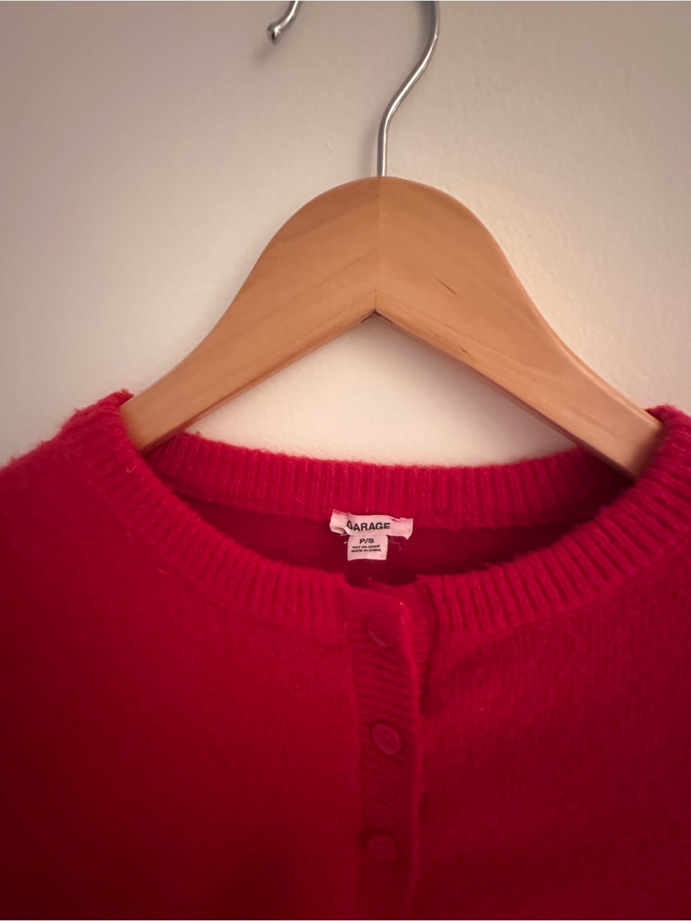 Garage Red Button-Front Cropped Cardigan - Picture 2 of 2